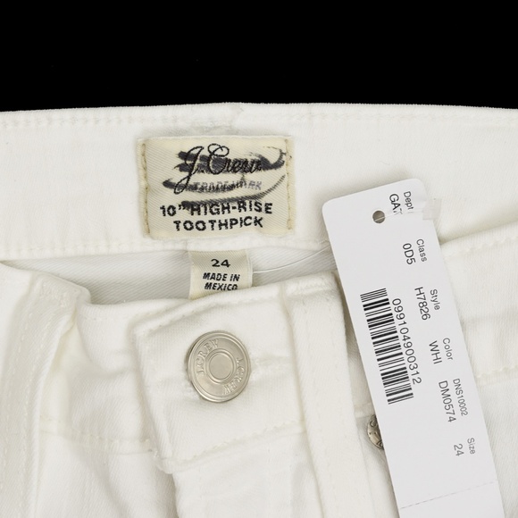 New JCREW Size 24 10" Highest-Rise Toothpick Jeans in White With Cut Hems H7826 - Picture 4 of 4